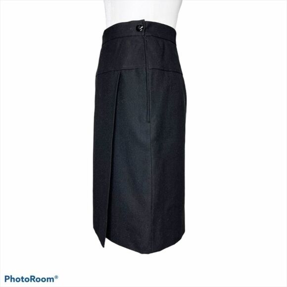 Valentino Vintage 80’s Wool Black Faux Wrap Skirt - Picture 3 of 12